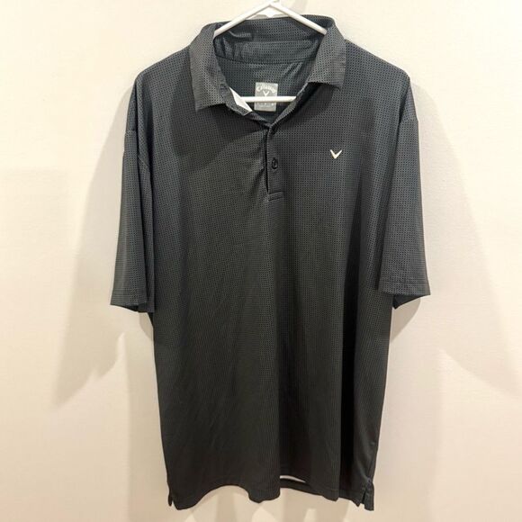 Callaway black and gray gingham print opti dri golf polo size large - Picture 3 of 8